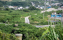 【戸井線跡】石倉町から見た橋脚の頭と古川町側
